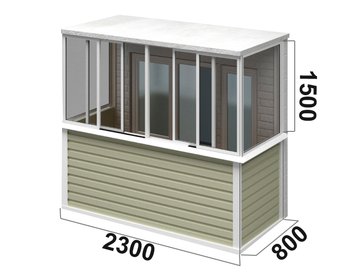 Пластиковое теплое остекление 2300x1500